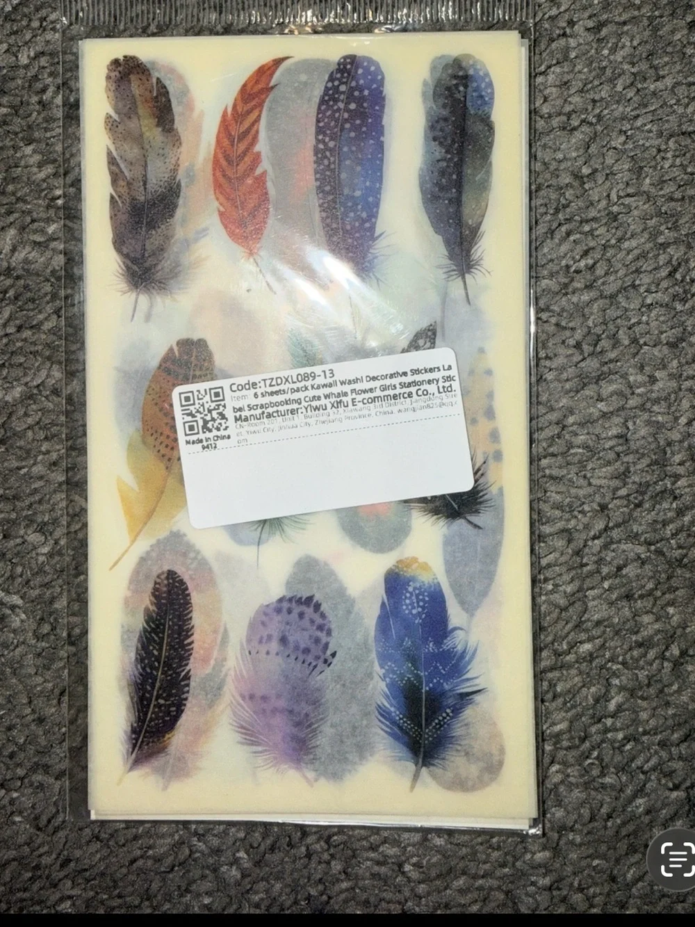$2 Boho Multicolor Feather 6 Piece Sticker set $2 WITH ANY $10 ORDER OR MORE